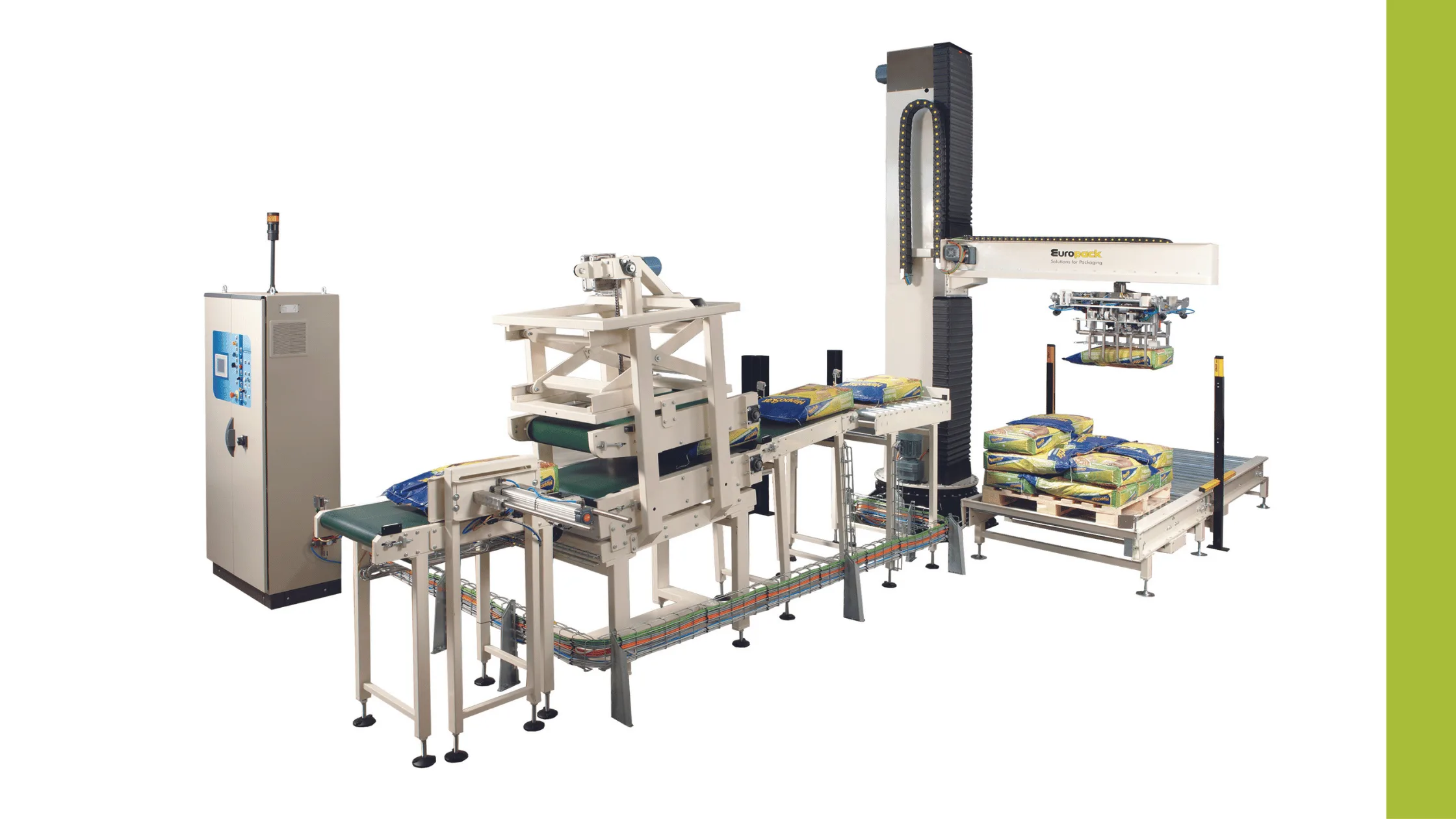Europack sack palletising system on a white background