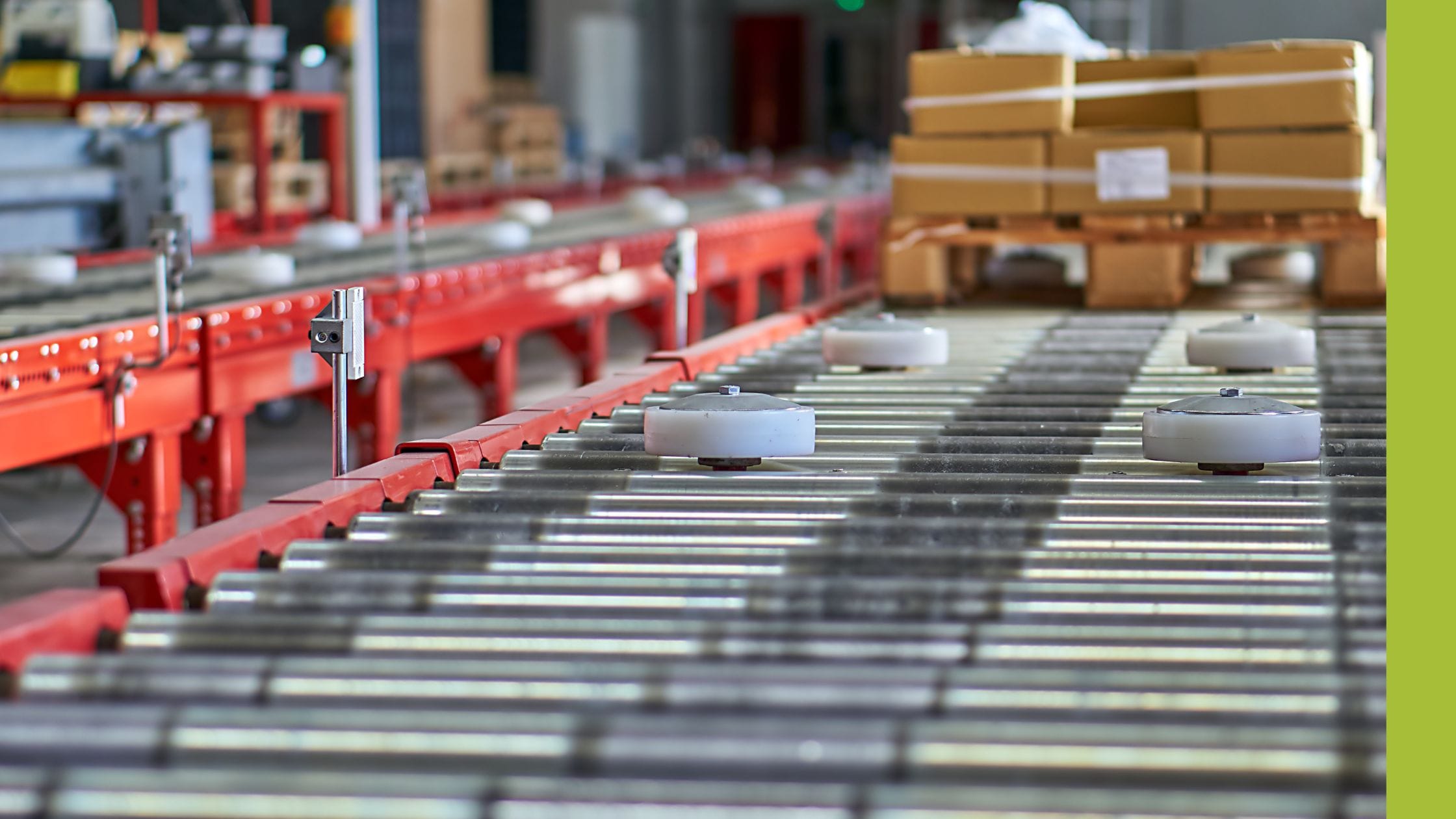 cardboard boxes on an automated production belt